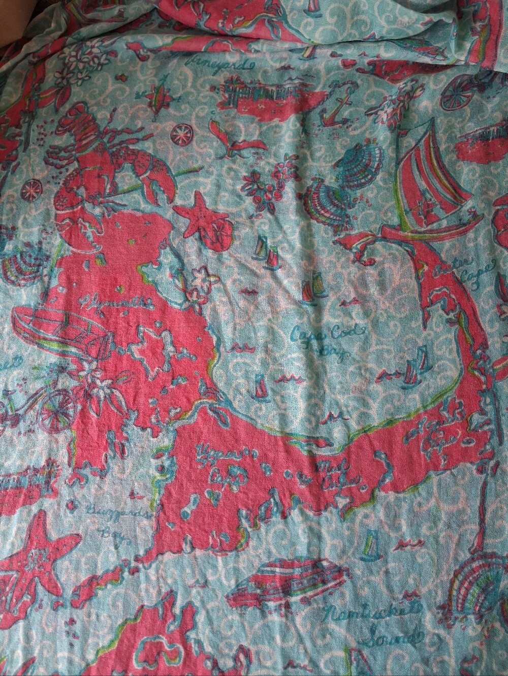 Lilly Pulitzer Murfee Scarf "Lilly Loves Cape Cod" Silk/cashmere GUC - Picture 4 of 9